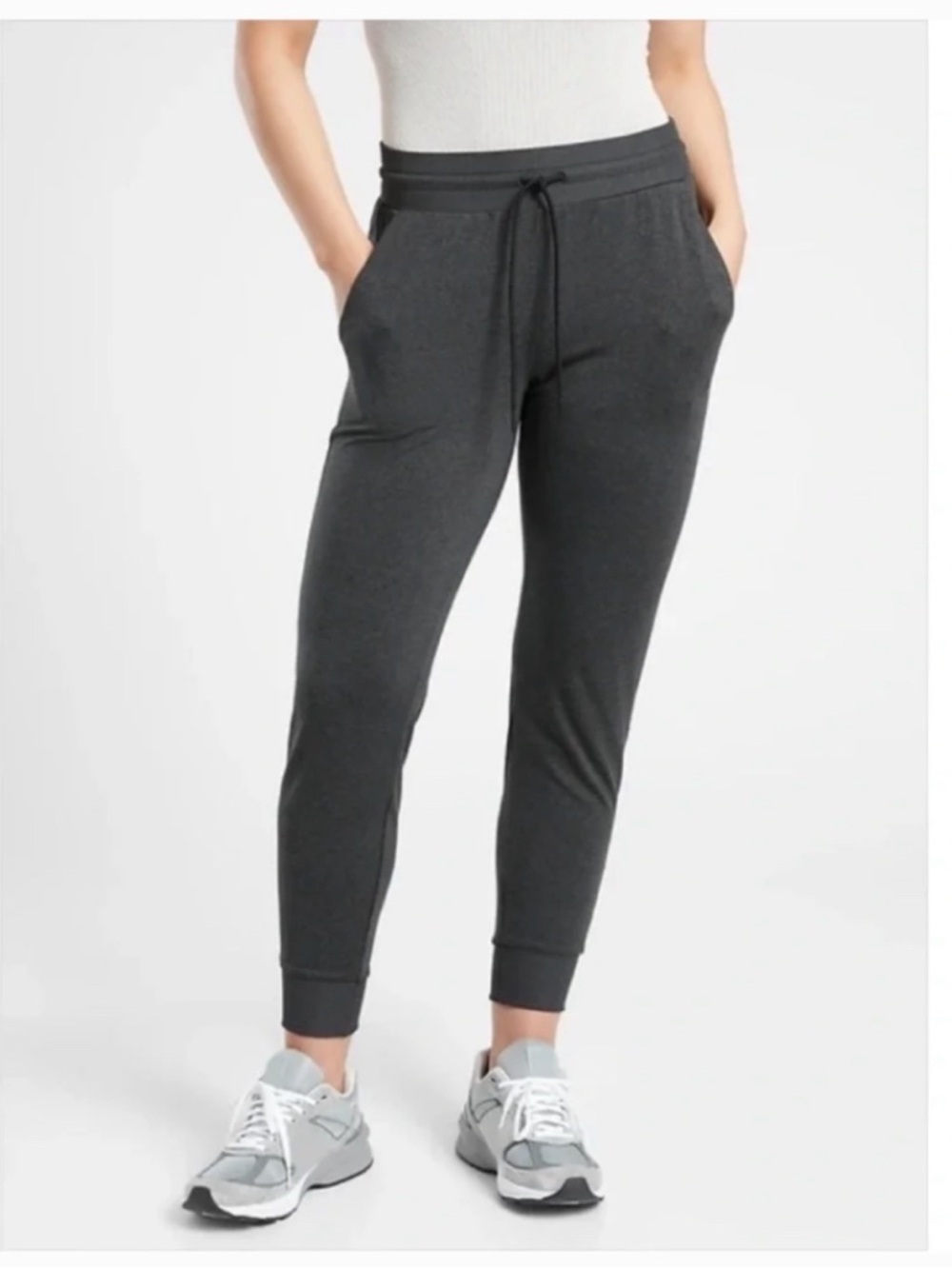 Athleta Uptempo Jogger Pants Gray Heather Drawstring Pockets Women Size 3X